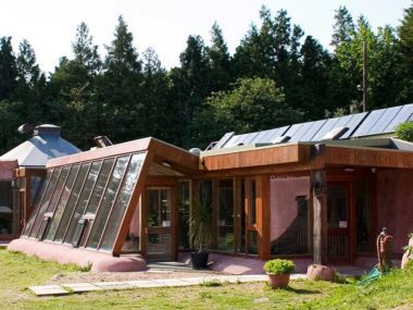 Off grid house with solar panels