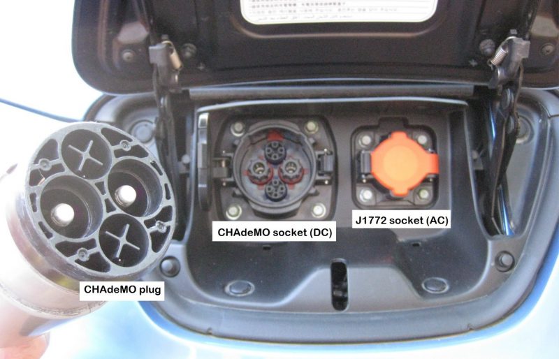 Nissan Leaf charging ports.