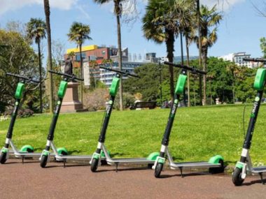 Scooters such as these are considered "rideables". Source: Lime Scooters.
