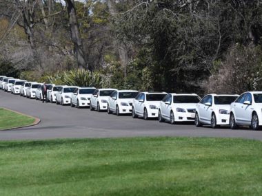 Australian Prime Minister Malcolm Turnbull poses for photographs with the newly sworn-in ministry at Government House in Canberra, Monday, Sept. 21, 2015. Mr Turnbull's new ministry was sworn-in today in a ceremony at Government House.