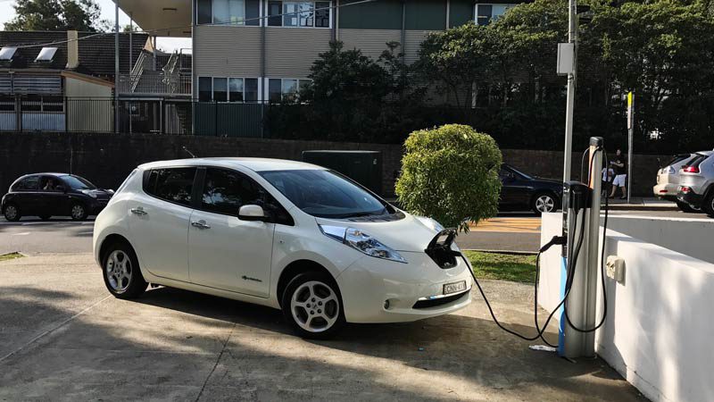 Charging Evee's Nissan Leaf. Supplied.