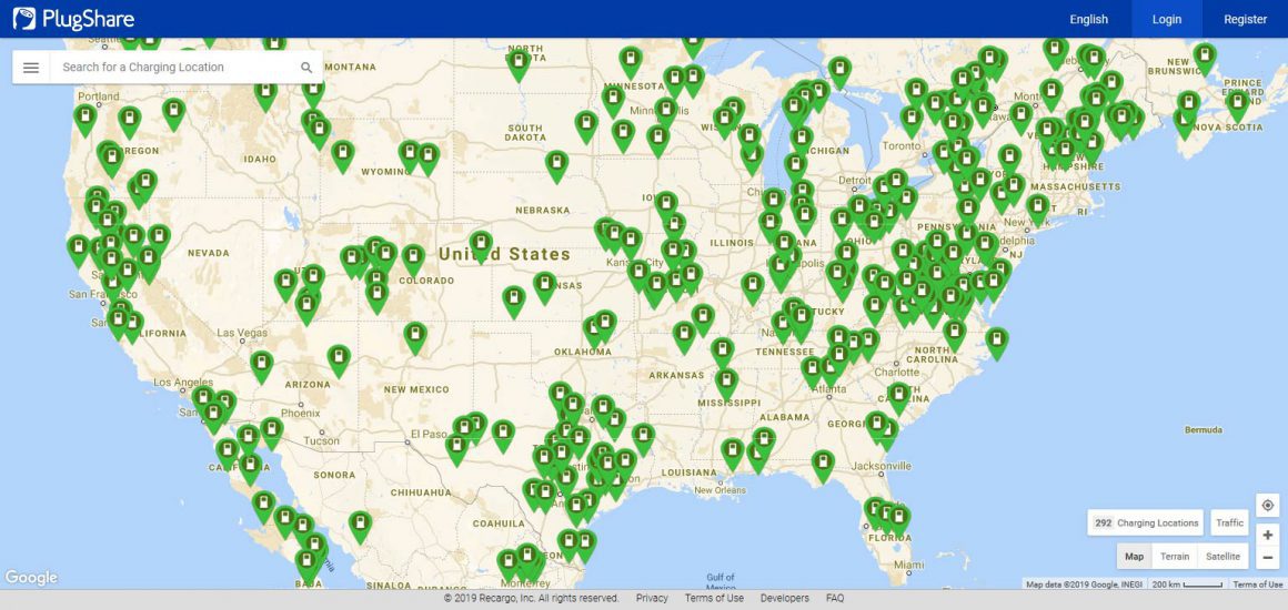 Tesla Destination chargers in the USA. Source: Plugshare