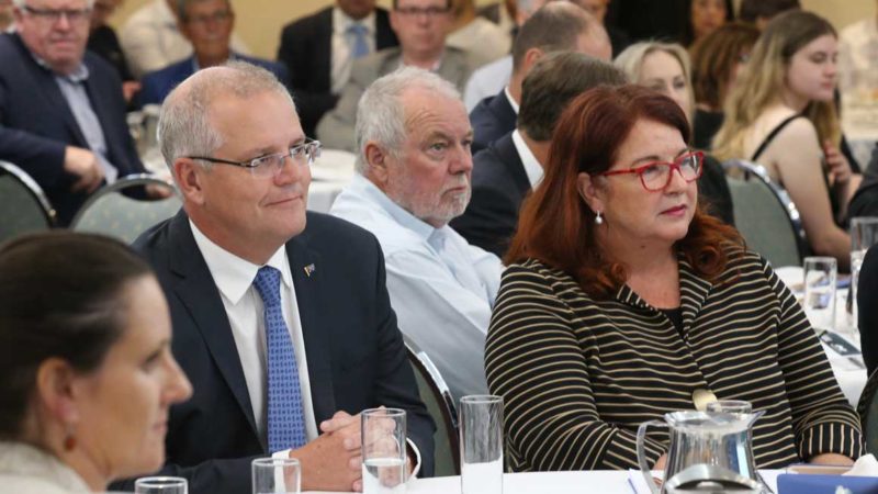 Australian Prime Minister Scott Morrison and Federal Environment Minister Melissa Price at the government's climate package announcement at a function in Melbourne, Monday, February 25, 2019. Source: AP