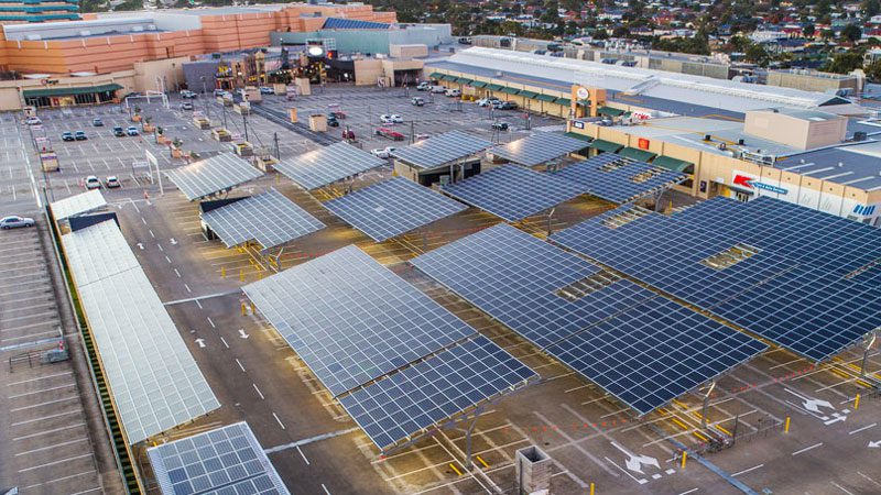 Solar carpark canopies such as at Westfield Marion could help manage electric car charging "hotspots". Source: Scentre Group