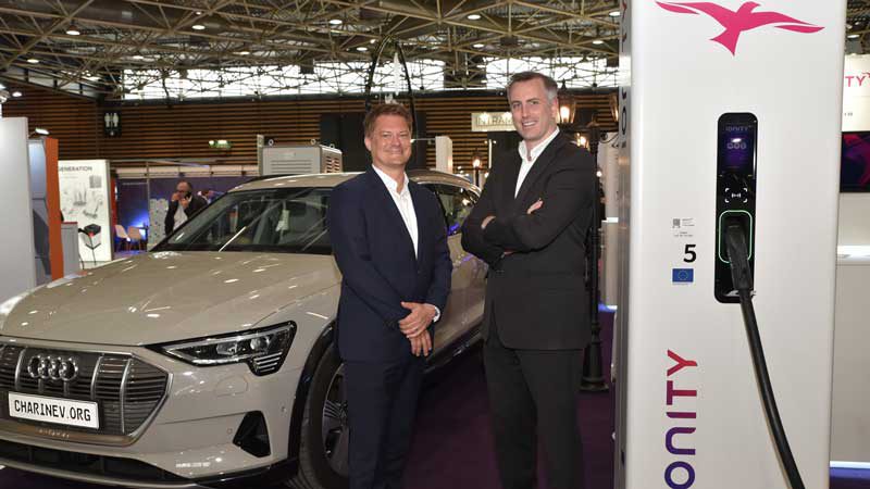 Ionity CEO Michael Hajesch and Tritium CEO David Finn. Supplied