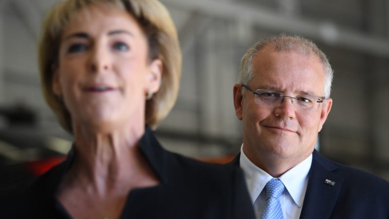 PM Morrison backed Small Business Minister Michaelia Cash's attack over electric cars in Gosford last month. AAP