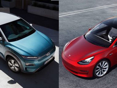 kona electric vs tesla model 3
