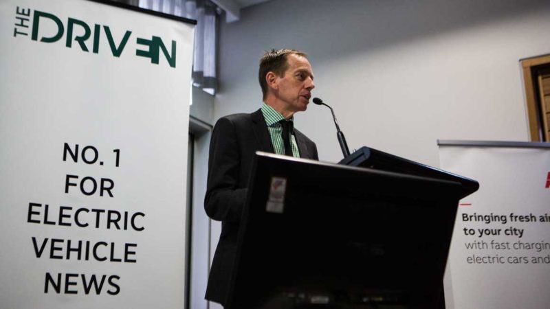 Shane Rattenbury speaking at The Driven conference on Tuesday August 27, 2019. Supplied.