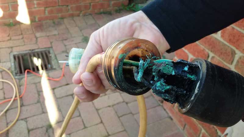 Fig. 5: failed 15A plug/socket combination (most likely through water ingress)