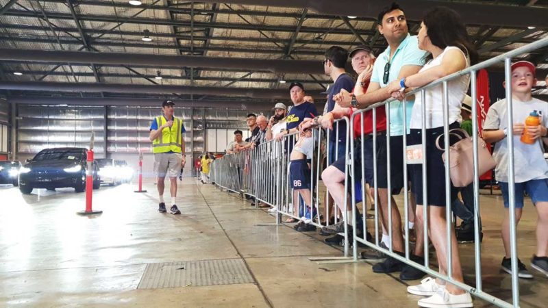 Crowds line up for test drives at the 2019 EV Expo. Photos: Bridie Schmdit
