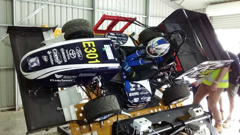 University of Melbourne 2018 EV entrant during ‘tilt test’. Image: B. Gaton