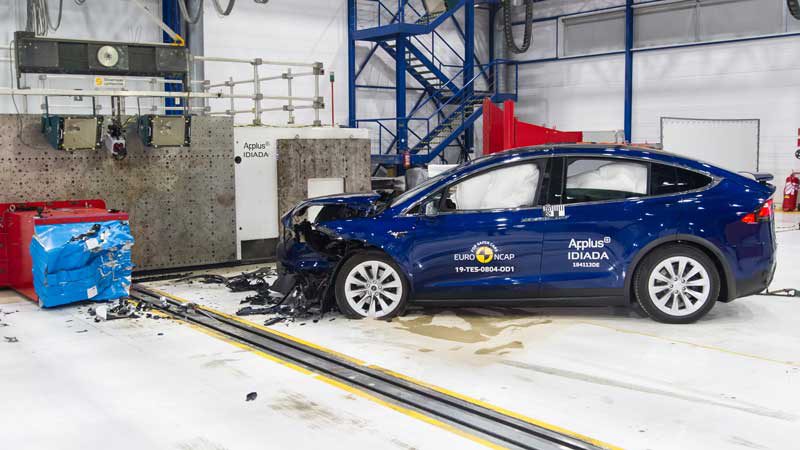 Tesla Model X - Frontal Offset Impact test 2019 - after crash.