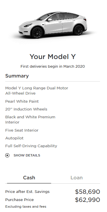Model Y price USA