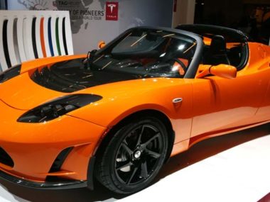 An early electric Tesla Roadster from 2010. Shutterstock