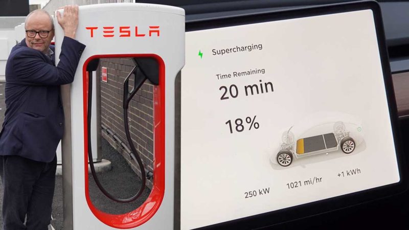 robert llewellyn tesla V3 supercharger