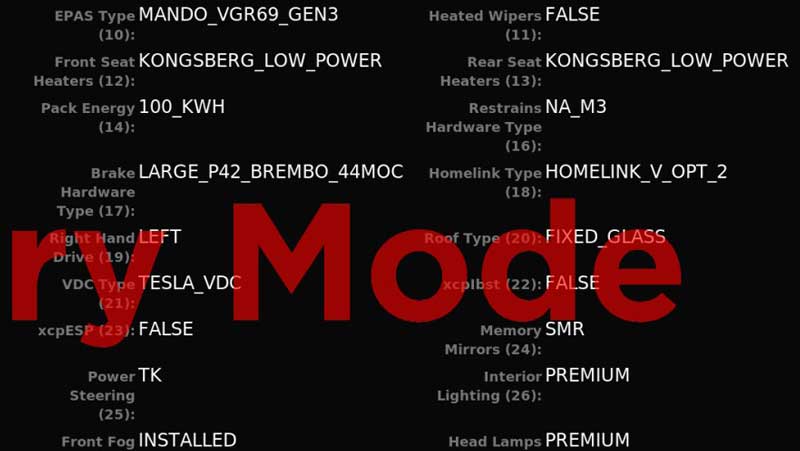 model 3 factory mode