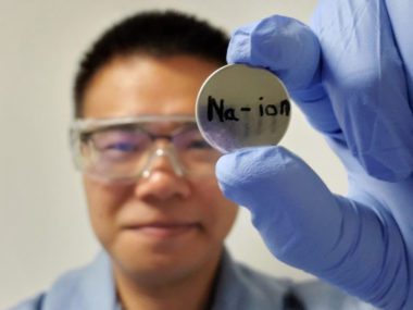 WSU PhD graduate Junhua Song and colleagues created a sodium-ion battery that holds as much energy and works as well as some commercial lithium-ion battery chemistries. Source: WSU Insiders
