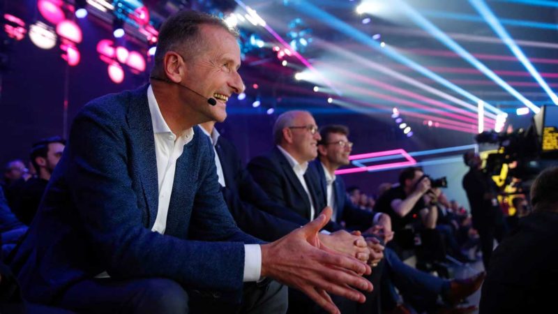 Volkswagen CEO Herbert Diess at new Golf world premiere in Wolfsburg, 2019. Source: VW