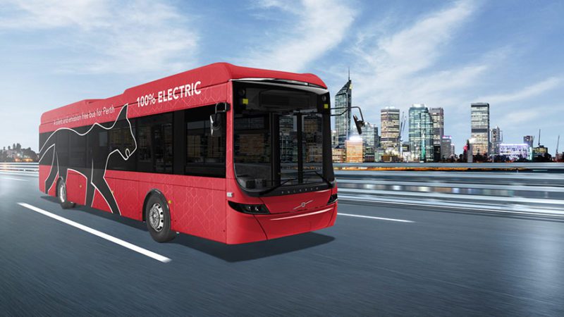 An artist's impression of the Volvo all-electric Joondalup CAT service. (Supplied)
