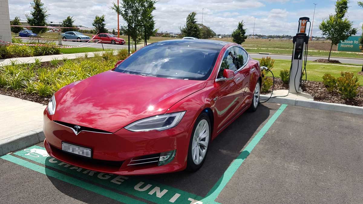 tesla model S at chargepoint charger