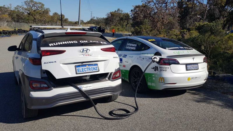 kona charging a model 3