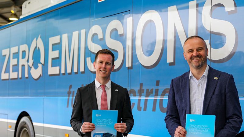 ACT transport minister Chris Steel and chief minister Andrew Barr.