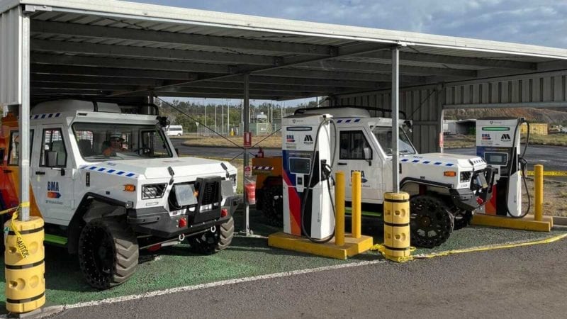 BEV Relays charge at Tritium mining spec charger. Source: Christian Hewitt/LinkedIn