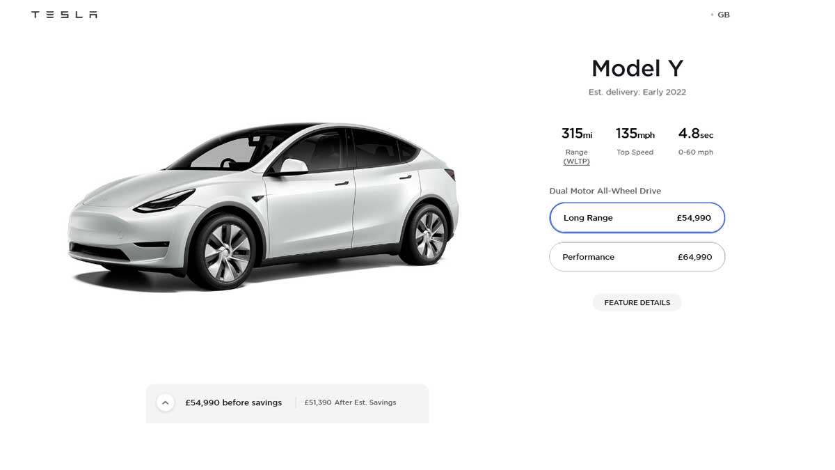 Tesla UK Model Y pricing