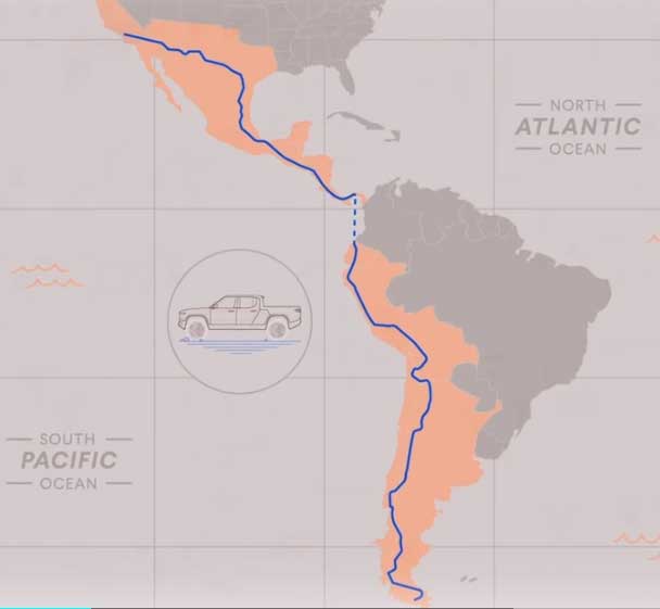 Rivian ‘Long Way Up’ trip map. Image: Rivian