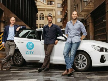 Dom Taylor, General Manager, Uber Australia & New Zealand; Dave Trumbull, CTO & Co-founder, Car Next Door; Will Davies, CEO & Co-founder, Car Next Door. Supplied