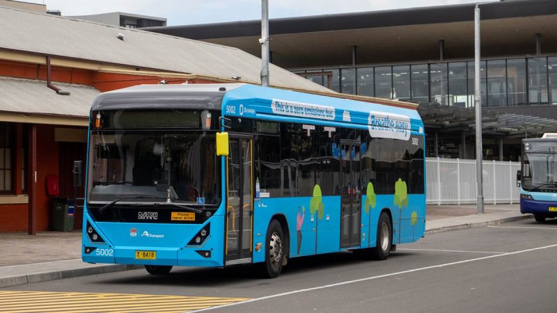 One of 6 Custom Denning Elements at Busways Penrith in Sydney, seen at Penrith Station