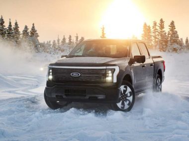 The Ford F-150 Lightning undergoing cold weather testing in Alaska. Source: Ford
