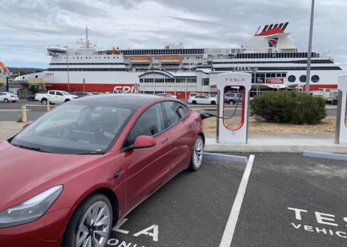 Tesla charger V3 ferry terminal tasmania
