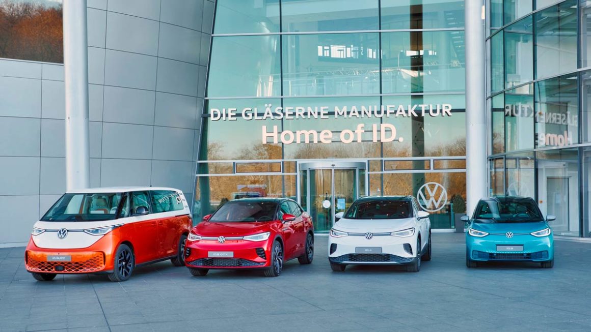 The current ID. Family. Left to right: ID. Buzz, ID.5, ID.4 and ID.3. Image: VW