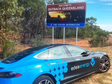 The Tesla reaches outback Queensland. Image: Mark Tipping