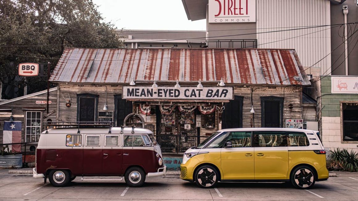 An original Kombi and a new ID.Buzz. Source: VW