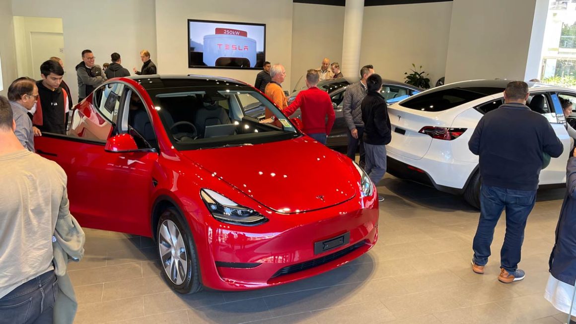Huge interest in Tesla Model Y on Friday. Image: Bridie Schmidt
