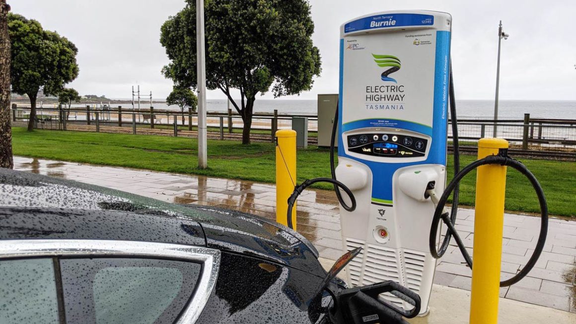 Tesla charging at Burnie, Tasmania. Source: Plugshare