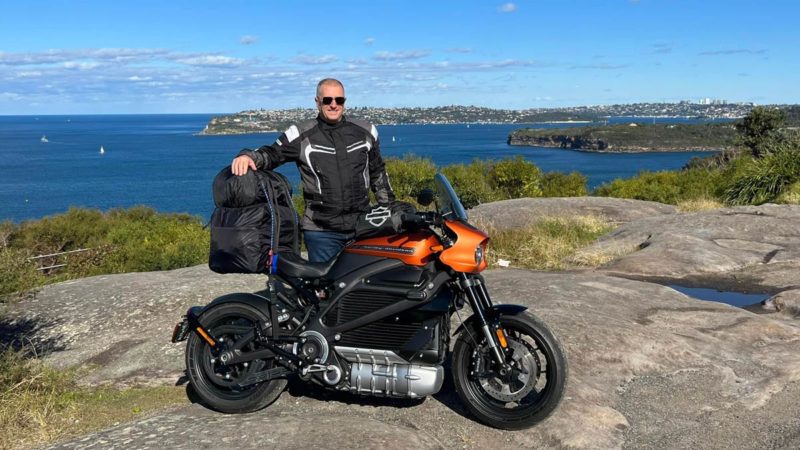 Ed Darmanin and his Harley Davidson Livewire. Supplied