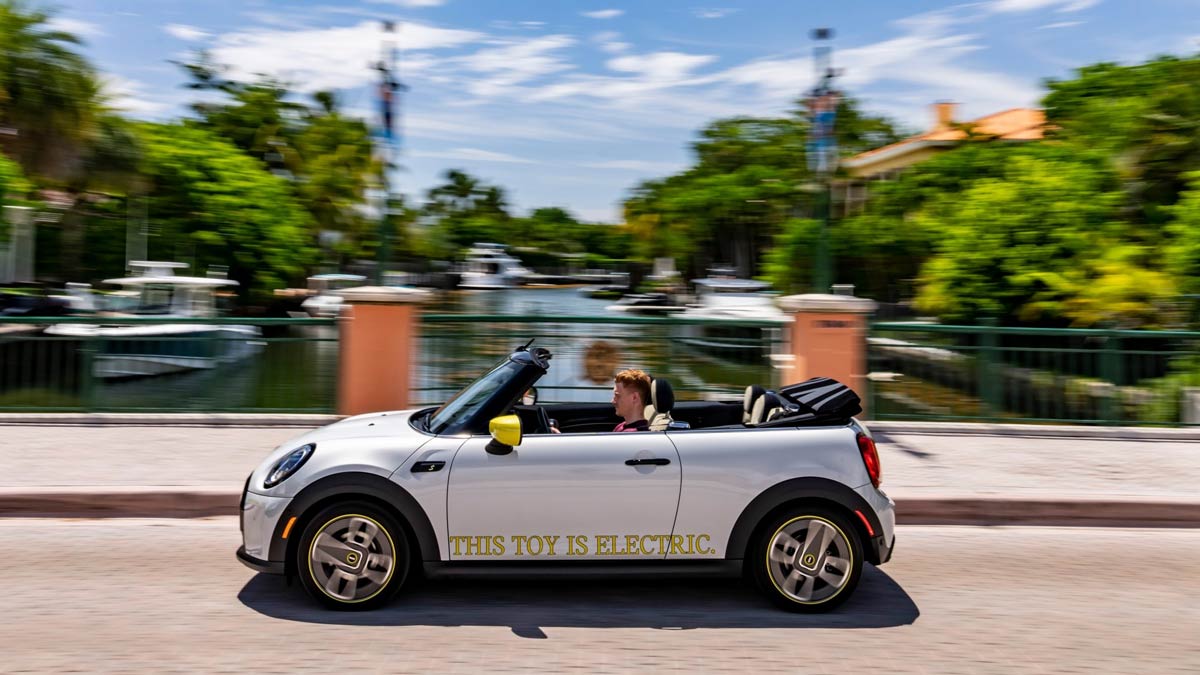 A one-off electric convertible Mini. Source: Mini