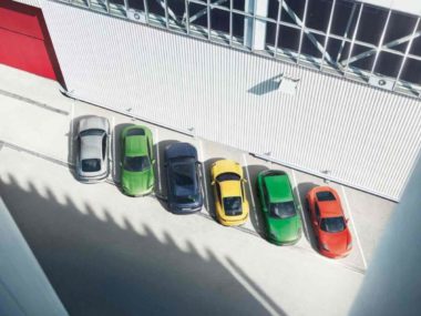 porsche aerial view cars