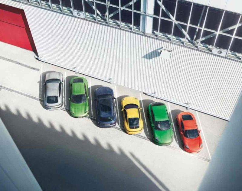 porsche aerial view cars