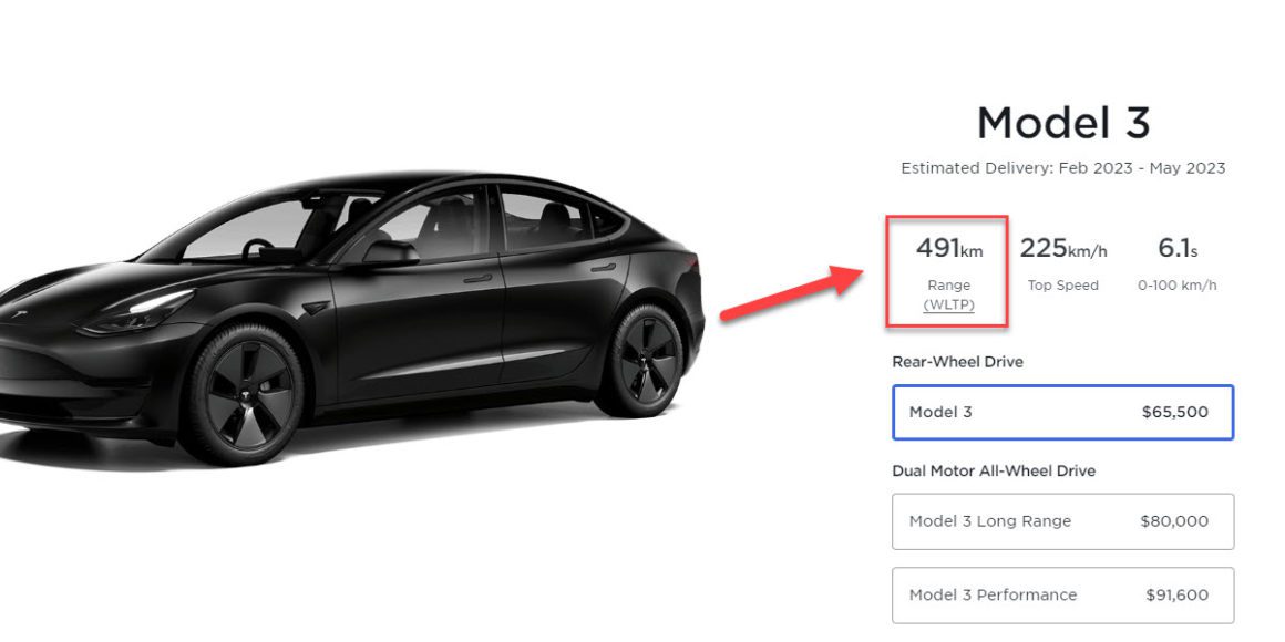 Tesla Model 3 WLTP Range Australia