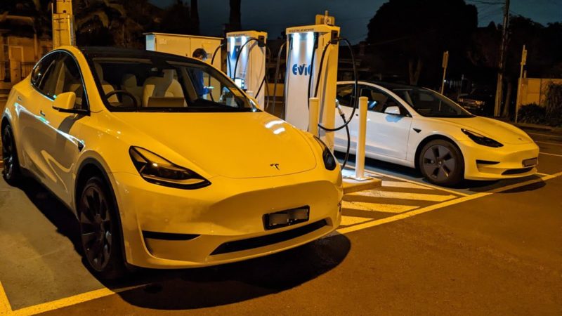Tesla Model Y Delivered Charging Night