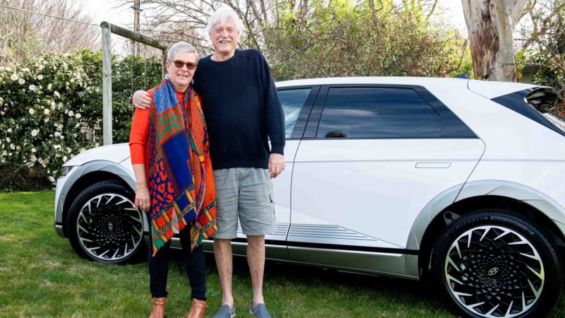 Mike and Annie with their Hyundai Ioniq 5. Supplied