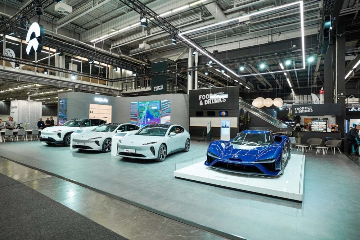 Nio Showcase Švédsko Multiple EV; Superauto Nio na evropské výstavě EV 