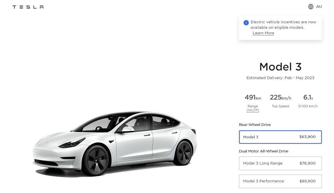 Tesla Model 3 Prices Jan 2023
