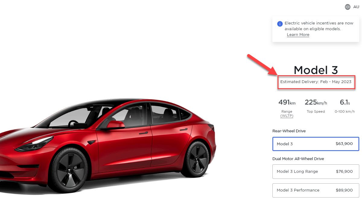 Tesla Model 3 Wait Time February 2023
