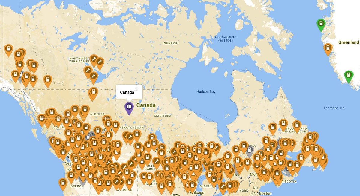 Canadian DC charger network