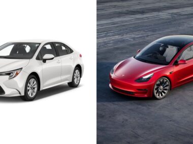 Tesla Model 3 and Toyota Corolla